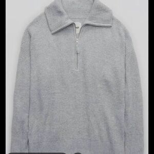 Aerie Gray Half-Zip Sweater